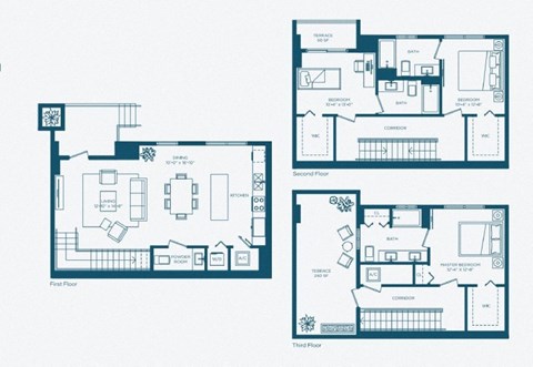four different floor plans of a house at Regatta at New River, Fort Lauderdale, 33301